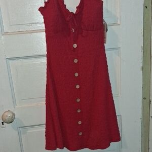 Elegant Red Button-Down Dress